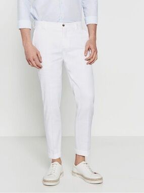 Zara White Men's Slim Cropped Trousers